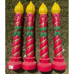 Vintage Grand Venture Christmas Blow Mold Candles Set of 4 Holiday Decor